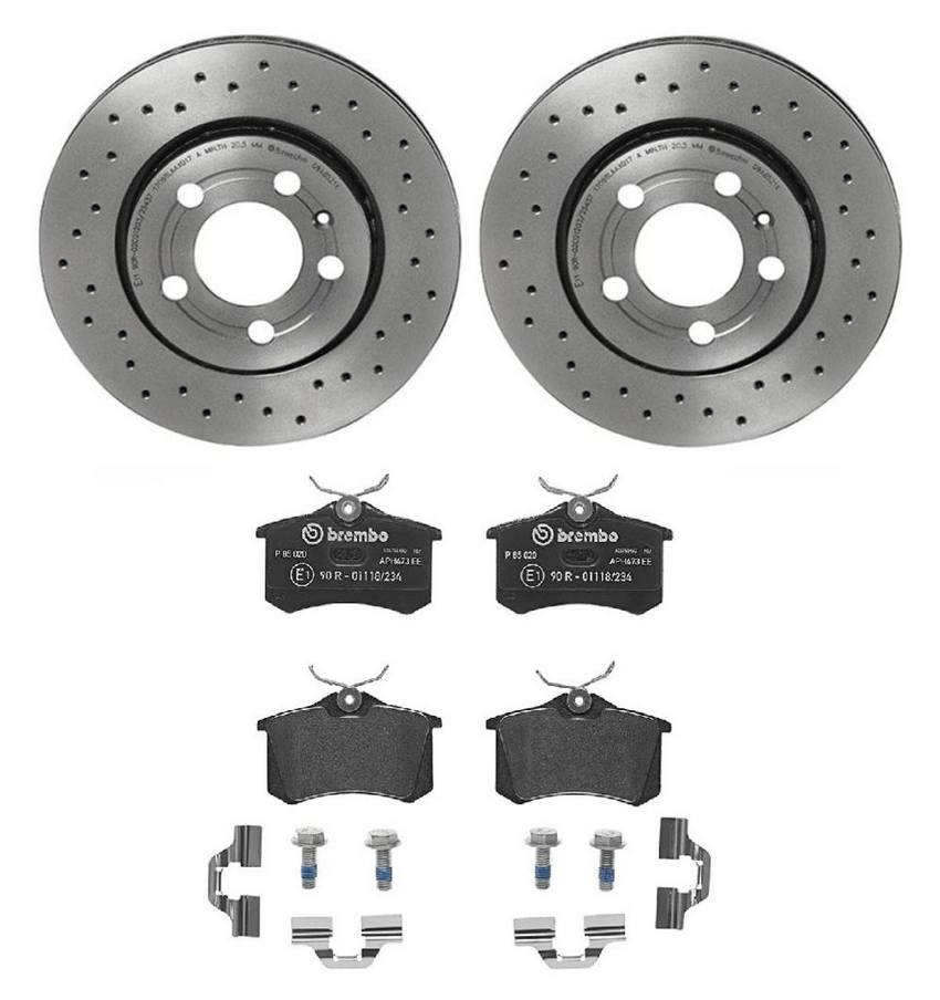 Brembo Brakes Kit - Pads and Rotors Rear (256mm) (Xtra) (Low-Met)
